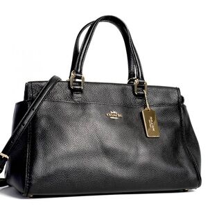 Coach Fulton Satchel 2 way bag black pebbled leather
